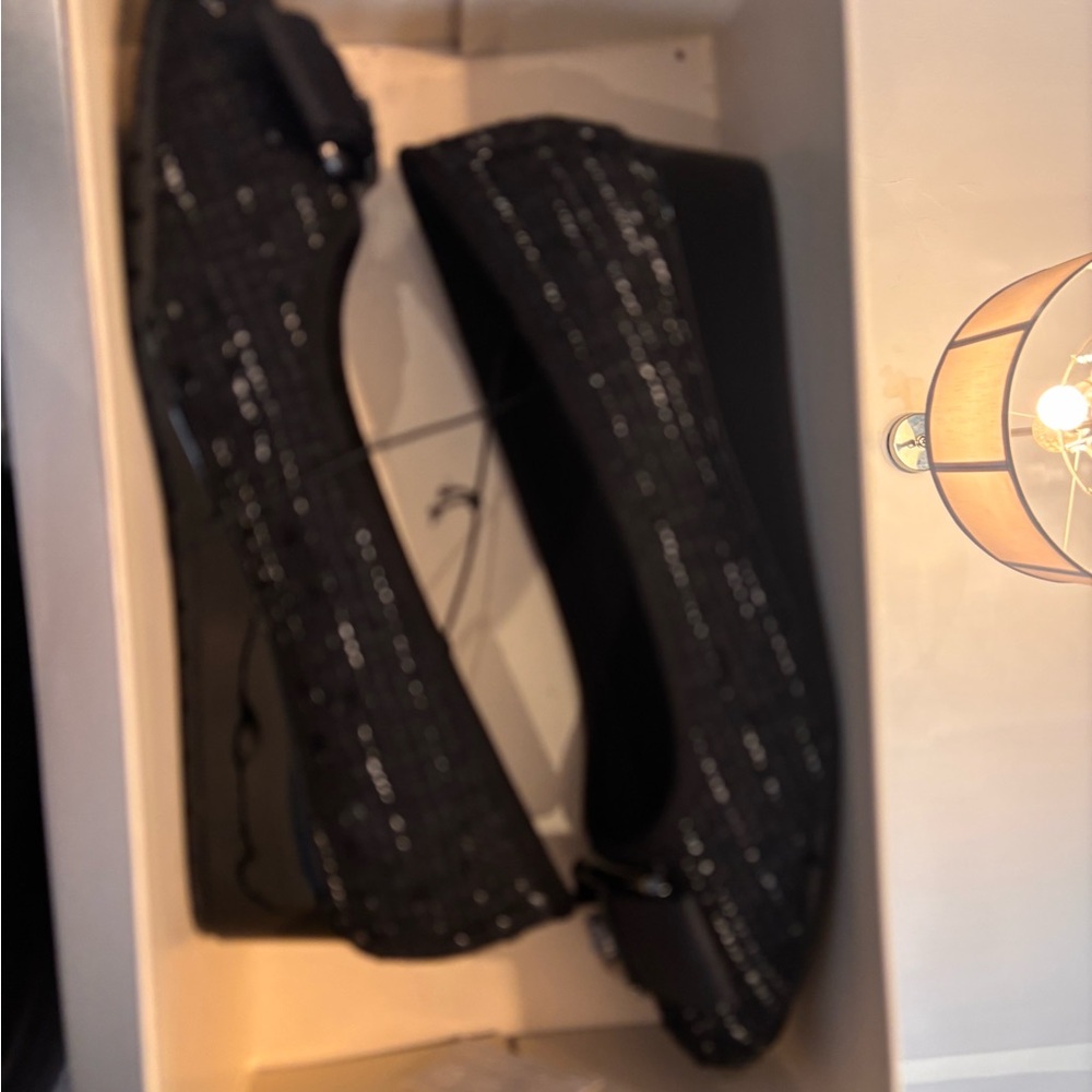 Anne Klein Black Flats with Bow Detail